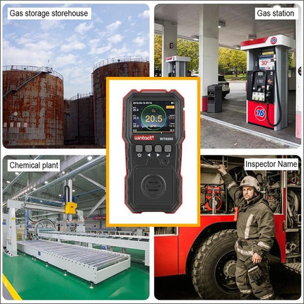Wintact Portable Oxygen Monitor for Safety Detection Alarm - compact gas detector with color screen used at gas stations, chemical plants, storage sites