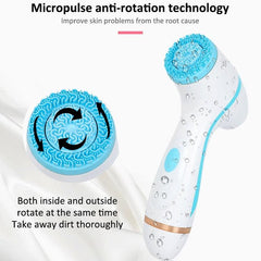 Rechargeable Silicone Ultrasonic Facial Cleansing Device with Vibration Technology