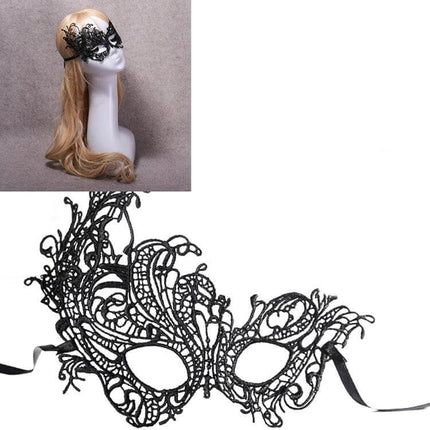 Phoenix Lace Masquerade Mask One Size For Halloween Parties - black handmade lace eye mask with adjustable strap