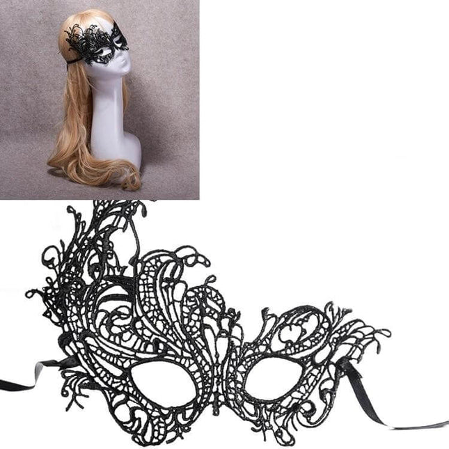 Phoenix Lace Masquerade Mask One Size For Halloween Parties - black handmade lace eye mask with adjustable strap