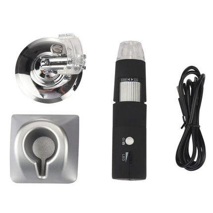 Portable Wireless Digital Microscope for Smartphone Magnification handheld unit with suction mount stand and USB cable for wireless smartphone inspection
