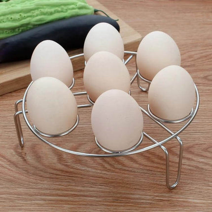 Steamer Rack Basket 17.5 cm for Egg and Vegetable Steaming stainless steel egg rack holding seven eggs, compact 4.5 cm height for pots