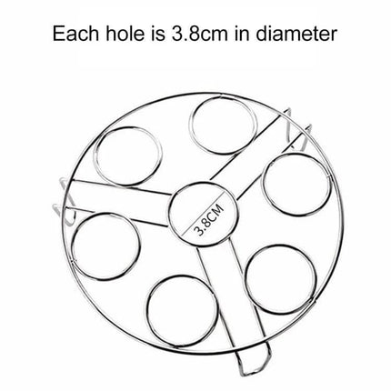 Steamer Rack Basket 17.5 cm for Egg and Vegetable Steaming stainless steel round rack with seven 3.8cm egg holes, compact 4.5cm height for pots