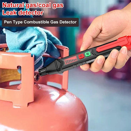 HABOTEST HT59 Portable Gas Leak Detector for Home Safety pen-style sensor checking propane tank valve for methane and CO leaks