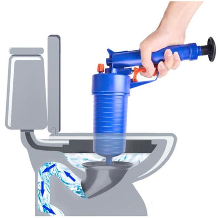 Daily Home Essential for Clearing Kitchen Drain Clogs - blue compressed air plunger dislodging toilet/sink blockage safely