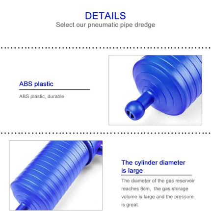 Daily Home Essential for Clearing Kitchen Drain Clogs blue pneumatic drain pump showing ABS plastic cylinder and nozzle