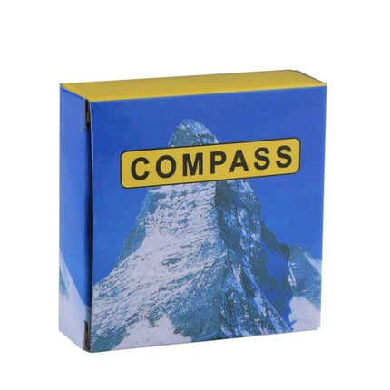 Brass Pocket Compass With Luminous Display For Outdoor Navigation - compact brass compass in blue mountain packaging, luminous dial for night use