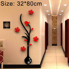 Pegatinas de pared de acrílico 3D con diseño de florero creativo, estéreo, para fondo de TV, pasillo, decoración del hogar, tamaño: 32 x 80 x 4 cm