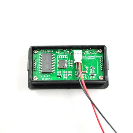 Universal Battery Status Monitor for Lead-Acid and Lithium Batteries showing internal circuit board with connector and red-black wires