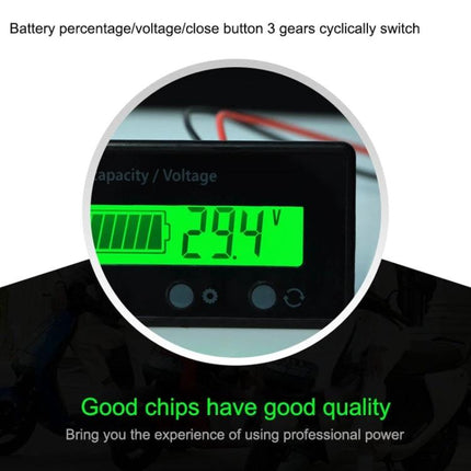 Universal Battery Status Monitor for Lead-Acid and Lithium Batteries - digital display showing 29.4V voltage and battery capacity indicator