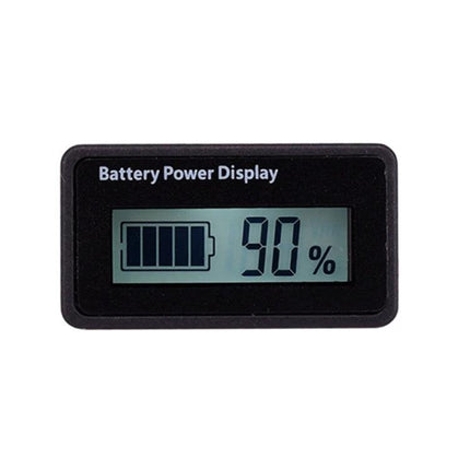12V-48V Lead-Acid and Lithium Battery Status Monitor digital display showing 90% battery with icon for vehicles and power banks