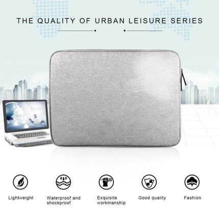Soft Oxford Cloth Protective Bag for 14-Inch Laptops and Tablets - silver zippered sleeve with soft lining, lightweight, waterproof and shockproof protection