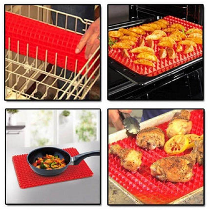 Multi Function Silicone Barbecue Pad Nonstick For Grilling - red food-grade nonstick grilling mat for oven, grill, dishwasher-safe, camping and stovetop