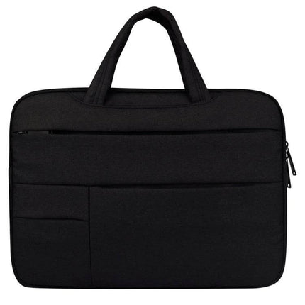 Durable Laptop Sleeve with Handle and Pockets for 15.6 Inch Laptops in black with handle, front pockets and soft-lined interior for commuting and travel