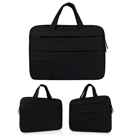 Durable Laptop Sleeve with Handle and Pockets for 15.6 Inch Laptops - black protective sleeve with handle and front pockets for commuting