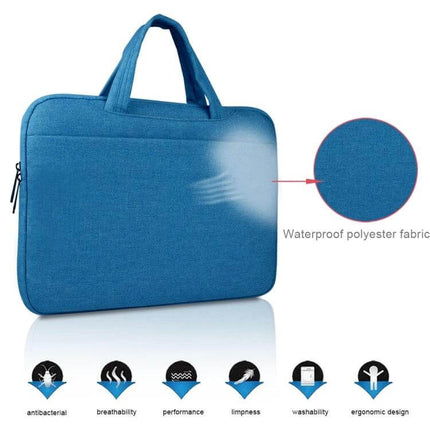 Durable Laptop Sleeve with Handle and Pockets for 15.6 Inch Laptops – blue waterproof polyester sleeve with handle and front pocket