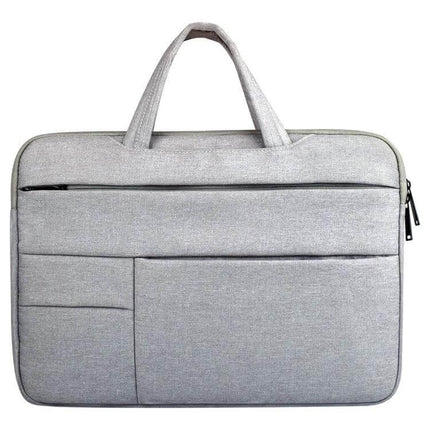 Durable Laptop Sleeve with Handle and Pockets for 15.6 Inch Laptops in gray with front pockets and soft lining, top handle for easy carry