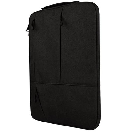 Soft-Lined Laptop Sleeve for 14-Inch Laptops with Accessory Pockets in black, soft interior lining and front accessory pockets for students and commuters