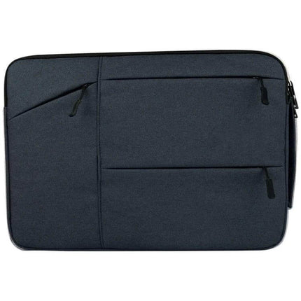 Soft-Lined Laptop Sleeve for 14-Inch Laptops with Accessory Pockets in dark navy with multiple front zip pockets for organized travel