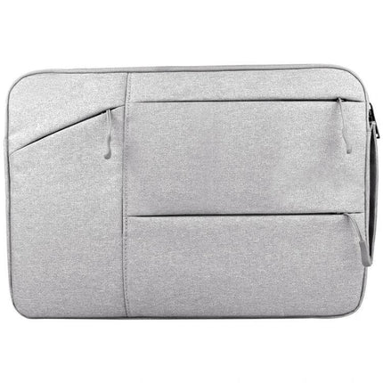 Protective Laptop Sleeve for 15.6-Inch Laptops and Smaller in light gray with soft lining and front zip pockets for accessories