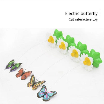 Cat Toy with Fluttering Butterfly for Indoor Playtime - electric butterfly on flower base to engage indoor cats and encourage hunting play