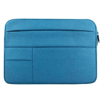 Protective Laptop Sleeve for 12-Inch Devices and Smaller in blue with front zip pocket and accessory compartments
