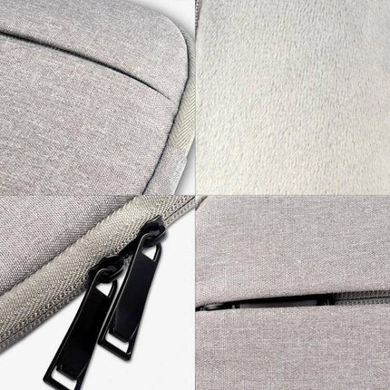 Laptop Sleeve for Up to 15.6 Inch Devices with Storage Pockets, grey fabric exterior, soft lining and dual zipper pockets