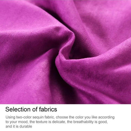Two Tone Glitter Sequins Pillow Cover, 40x40 CM, Reversible showing purple suede back fabric texture and reversible sequin front option
