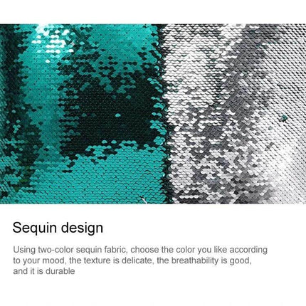 Two Tone Glitter Sequins Pillow Cover, 40x40 CM, Reversible teal and silver reversible sequin pillow close-up