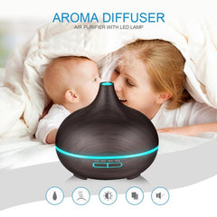 W350 14W 300ML Wood Grain Essential Oil Diffuser and Humidifier with LED Light for Home and Office