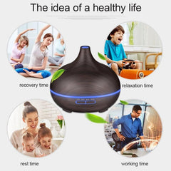 W350 14W 300ML Wood Grain Essential Oil Diffuser and Humidifier with LED Light for Home and Office