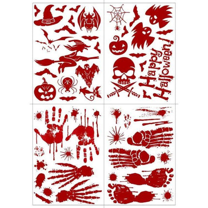 Halloween Blood Printed Wall And Window Stickers 25x30cm - pack of 10 PVC blood-red Halloween wall and window decals