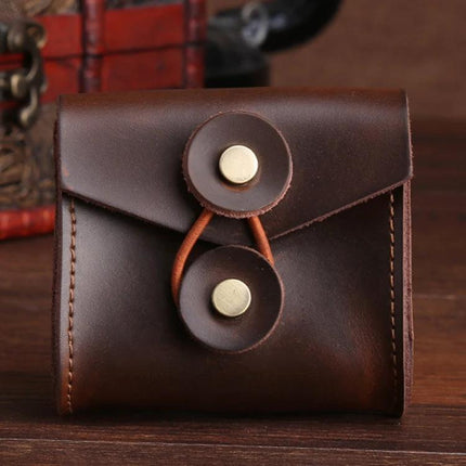 Portable Storage Case for Earphones and Cables on the Go - compact brown leather case protecting earphones and cables for travel