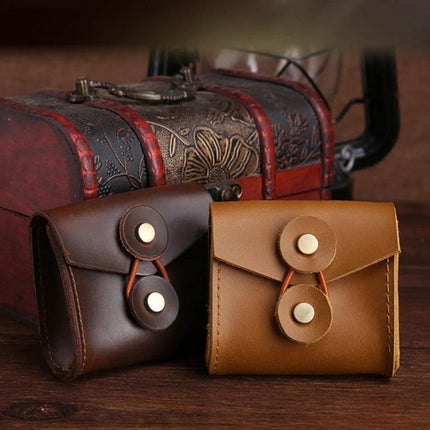 Portable Storage Case for Earphones and Cables on the Go - compact leather pouch protects earphones, cables and small accessories while traveling