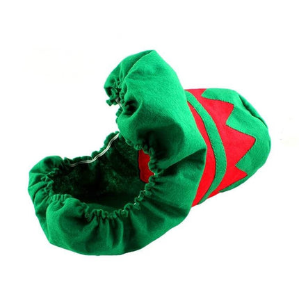 Santa Elf Christmas Bathroom Set With Toilet Seat Cover And Rug green elf slipper-style toilet seat cover and coordinating rug set
