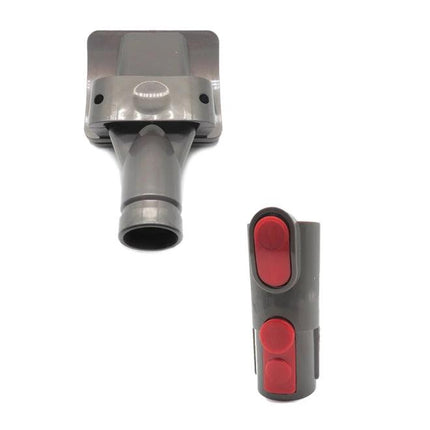 2-in-1 Handheld Pet Brush Replacement Kit for Dyson V6-V10 Vacuums gray brush head and red-button adapter for pet hair cleaning