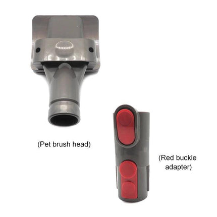 2-in-1 Handheld Pet Brush Replacement Kit for Dyson V6-V10 Vacuums gray pet brush head with red buckle adapter