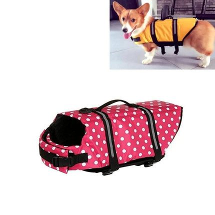 Pet Saver Dog Life Vest for Swimming and Boating Outings – pink polka dot dog life jacket with handles and reflective straps