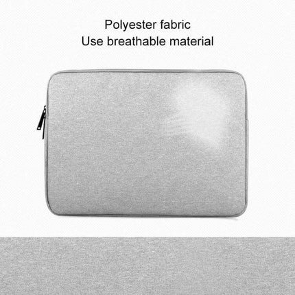 Protective Sleeve for Laptops Up to 15.6 Inches and Tablets, gray polyester breathable fabric sleeve with zipper and soft lining