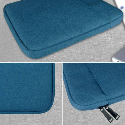 Protective Sleeve for iPad Mini with Accessory Storage Options in teal fabric with zipper and cushioned edges