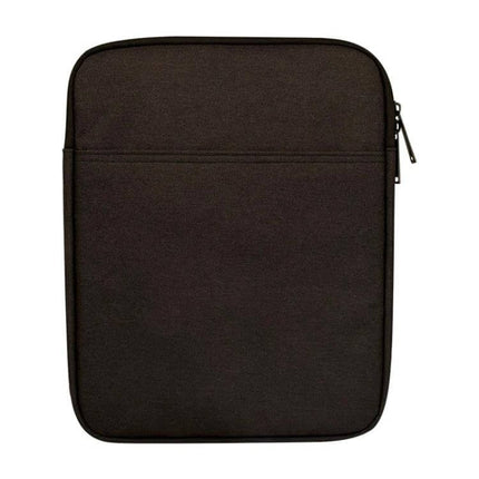 Protective Case for 10-Inch iPad with Storage Pocket in black breathable eco-friendly fabric with front pocket and zipper