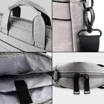 Practical Shoulder Bag for Laptops Up to 15.6 Inches - grey waterproof polyester laptop shoulder bag with handles, detachable strap, padded compartment, dual zippers