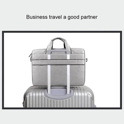 Versatile Protective Laptop Bag for 14-Inch Devices on suitcase for business travel, waterproof polyester, shoulder or handbag carry