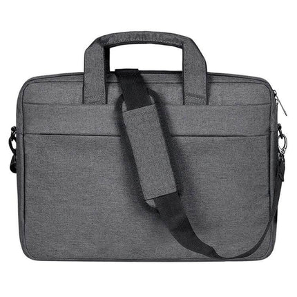 Versatile Protective Laptop Bag for 14-Inch Devices in gray waterproof polyester with shoulder strap, top handles, and front pocket