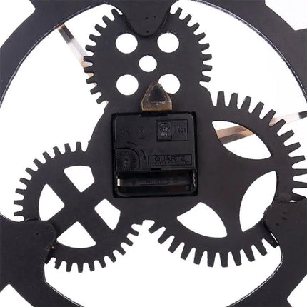 Retro Wooden Round Gear Clock, Single-Sided, 58cm Diameter