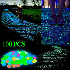 100 piedras luminosas que brillan en la oscuridad para jardín, caminos, decoración y plantas