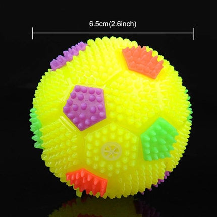 Interactive Glowing Ball for Dogs During Evening Walks - bright yellow textured LED fetch ball for night visibility and active outdoor play