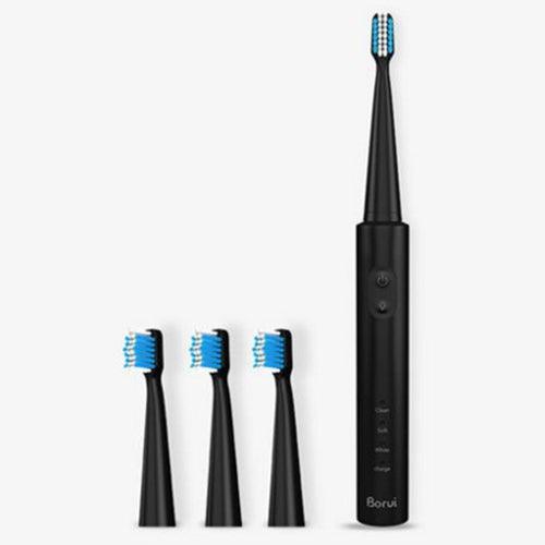 Rechargeable Sonic Electric Toothbrush for Adults with USB Wireless Charging and 4 Replacement Brush Heads Black Plating USB Sonic Tooth Brush(Black Plating)