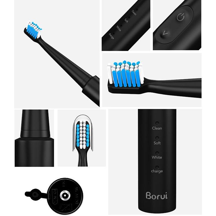 Rechargeable Sonic Electric Toothbrush for Adults with USB Wireless Charging and 4 Replacement Brush Heads