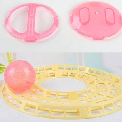 Essential hamster ball for indoor play and exploration - pink hamster exercise ball with yellow track set